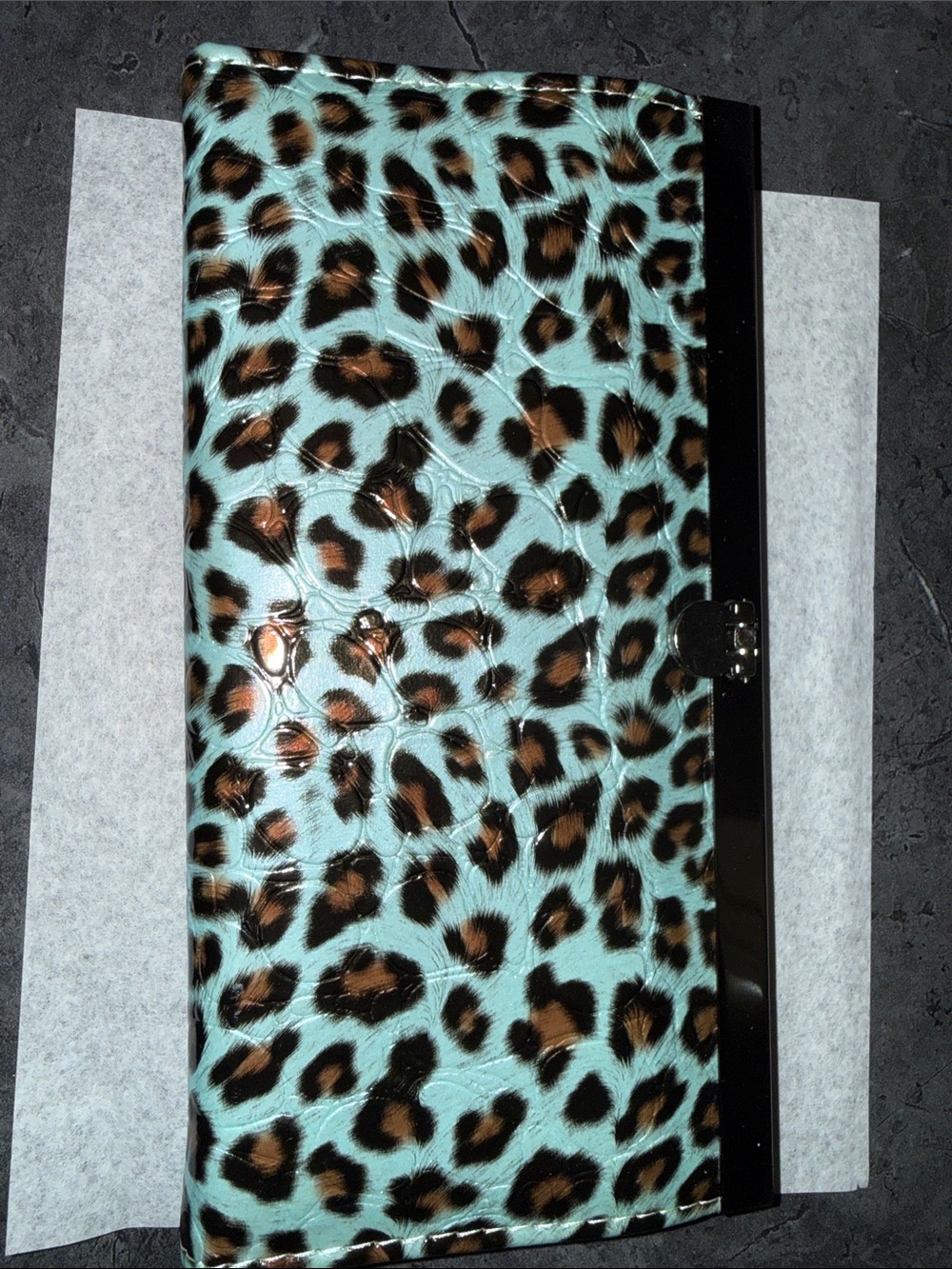 Leopard Print Turquoise Card & Key Holder Wallet